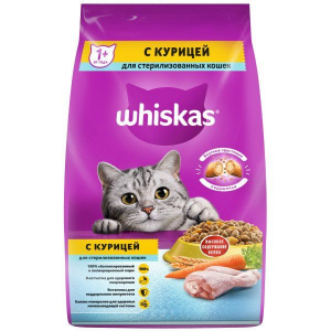Сухой корм для кошек Whiskas с курицей и вкусными подушечками Марс