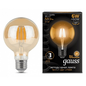 Лампа светодиодная Gauss LED Filament E27 150-265В 6Вт 2400K 105802006