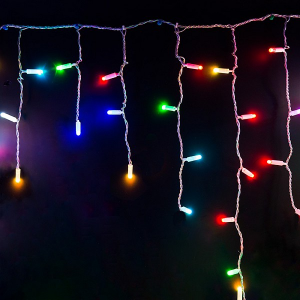 Гирлянда Айсикл (бахрома) светодиодный, 4,8 х 0,6 м, провод, 230 В, диоды RGB, 176 LED Neon-Night 245-209