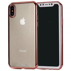 Epik Силиконовый чехол для Apple iPhone X/XS с глянцевой окантовкой (Розовый)