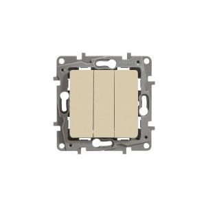 672313 Выключатель трехклавишный, 10A Legrand Etika (Сл. Кость), цена за 1 шт
