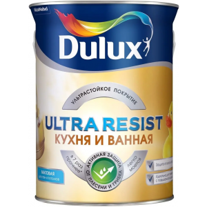Краска для стен и потолков Dulux Ultra Resist Кухня и Ванная 900 мл бесцветная база BC матовая блеск 20
