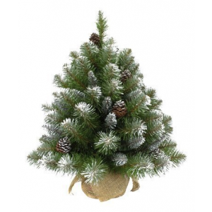 Новогодняя елка Triumph-Tree Императрица с шишками 60 см в мешочке, заснеженная 73701