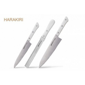 Набор из 3 кухонных стальных ножей "Samura HARAKIRI" SHR-0230W/K