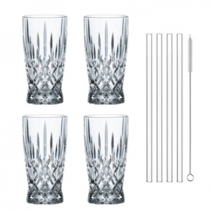 Набор стаканов с трубочками Noblesse (350 мл), 14.6х7.5 см, 4 шт. 104671 Nachtmann
