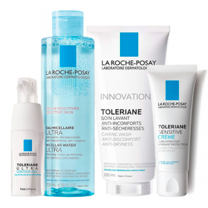 La Roche-Posay Набор Toleriane (Легкий крем Sensitive, 40 мл + Очищающий гель-уход, 200 мл + Мицеллярная вода Ultra, 200 мл + Уход вокруг глаз Ultra, 20 мл) (La Roche-Posay, Toleriane)