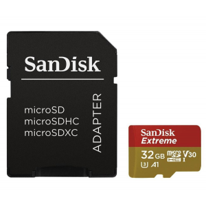Карта памяти Sandisk Extreme microSDHC 32GB 100MB/s A1 C10 V30 UHS-I U3 (SDSQXAF-032G-GN6MA)