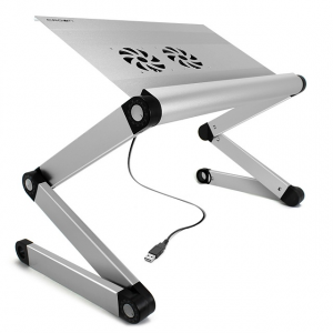 Стол-подставка для ноутбука Crown CMLS-100, до 17", с вентилятором, алюминий, CM000001325