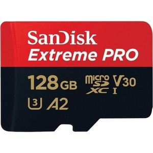 Карта памяти Sandisk 128GB microSDXC Class 10 UHS-I A2 C10 V30 U3 Extreme Pro (SD адаптер) 170MB/s (SDSQXCY-128G-GN6MA)