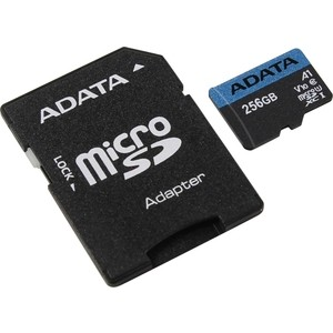 Карта памяти ADATA 256GB microSDXC Class 10 UHS-I A1 100/25 MB/s (SD адаптер) (AUSDX256GUICL10A1-RA1)