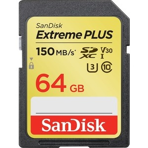 Карта памяти Sandisk Extreme Plus SDXC Card 64GB 150MB/s V30 UHS-I U3 (SDSDXW6-064G-GNCIN)