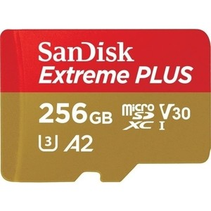 Карта памяти Sandisk Extreme Plus microSDXC 256GB + SD Adapter Rescue Pro Deluxe 170MB/s A2 C10 V30 UHS-I U3 (SDSQXBZ-256G-GN6MA)