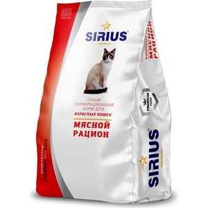 Сухой корм SIRIUS мясной рацион для взрослых кошек
