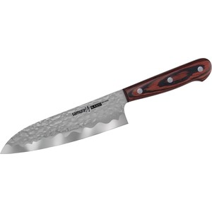 Нож кухонный Samura KAIJU Сантоку SKJ-0095, сталь AUS-8, рукоять дерево, 180 мм