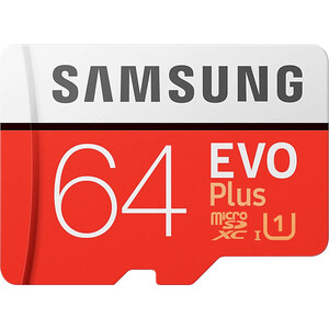 Карта памяти Samsung 64Gb EVO Plus v2 MicroSDXC Class 10 UHS-I U3, SD adapter (MB-MC64GA/RU)