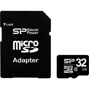 Карта флэш-памяти Silicon Power micro SDHC Card 32GB Class 4 (SP032GBSTH004V10-SP)