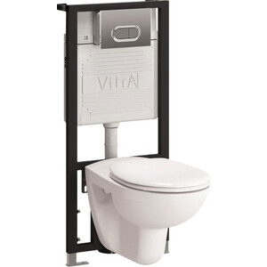 Комплект Vitra Normus унитаз с сиденьем + инсталляция + кнопка хром (9773B003-7202)