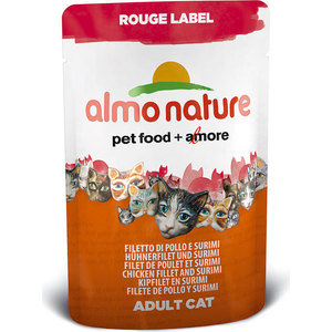 Паучи Almo Nature Rouge Label Adult Cat with Chicken Fillet and Surimi с куриным филе и сурими для кошек