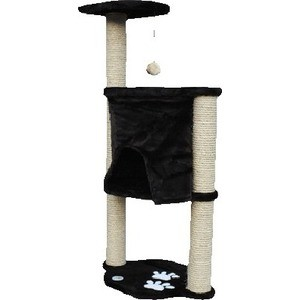 Когтеточка Зооник Комплекс с шатром и помпоном однотонный мех с аппликацией для кошек