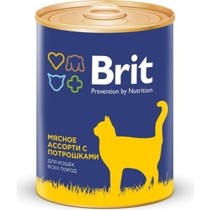 Консервы Brit Premium Cat Beef&Offal мясное ассорти с потрошками для взрослых кошек
