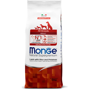 Корм сухой Monge "Dog Speciality" для собак всех пород с ягненком рисом и картофелем