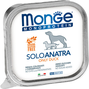 Консервы для собак Monge "Monoproteico Solo", паштет из утки