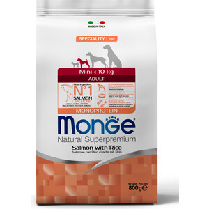 Корм сухой Monge "Dog Speciality Mini" для взрослых собак мелких пород с лососем и рисом