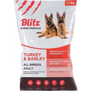 Корм сухой для собак Blitz Adult Turkey&Barley All Breeds