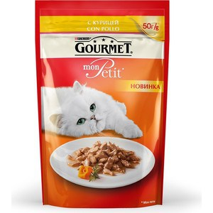 Паучи Gourmet Mon Petit с курицей для кошек 50г (12287007)