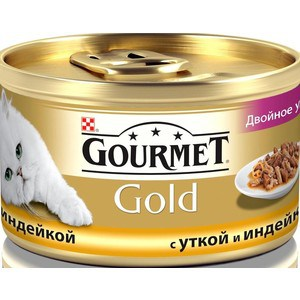 Консервы Gourmet Gold двойное удовольствие кусочки в соусе с уткой и индейкой для кошек 85г (12032394)