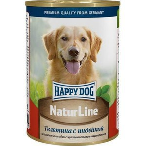 Корм консервированный для собак Happy Dog NaturLine Телятина с индейкой 0.4 кг 71458