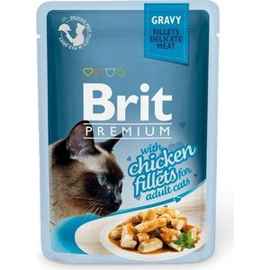 Паучи Brit Premium GRAVY with Chicken Fillets for Adult Cats кусочки в соусе с куриным филе для взрослых кошек 85г