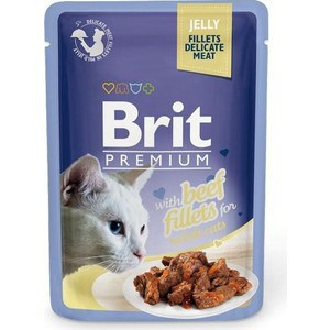 Паучи Brit Premium JELLY with Beef Fillets for Adult Cats кусочки в желе с говяжим филе для взрослых кошек 85г (518470)
