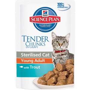 Паучи Hill's Science Plan Optimal Care Young Adult with Trout с форелью для стерилизованных кошек