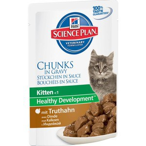 Паучи Hill's Science Plan Healthy Development Kitten Turkey Chunks in Gravy с индейкой кусочки в подливке для котят