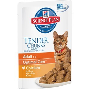 Паучи Hill's Science Plan Optimal Care Adult Chicken Chunks in Gravy с курицей кусочки в подливке кошек