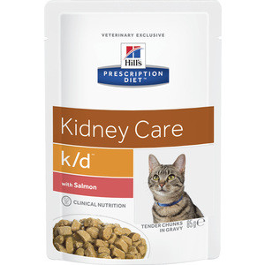 Паучи Hill's Prescription Diet k/d Kidney Care with Salmon с лососем диета при лечении заболеваний почек и МКБ для кошек 85г (3410)