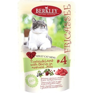 Паучи Berkley Fricasse Cat Menu Turkey&Lamb with Berries in natural Jelly № 4 с индейкой, ягненком и ягодами в желе