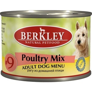 Консервы Berkley Adult Dog Menu Poultry Mix № 9 рагу из домашней птицы для взрослых собак