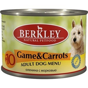 Консервы Berkley Adult Dog Menu Game & Carrots № 10 с дичью и морковью для взрослых собак 200г (75006)