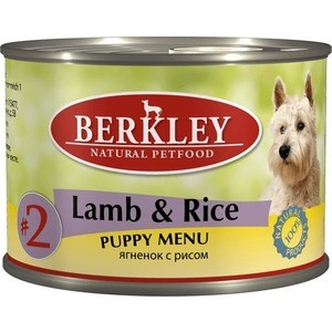 Консервы Berkley Puppy Menu Meat № 2 с ягненком и рисом для щенков 200г (75007)