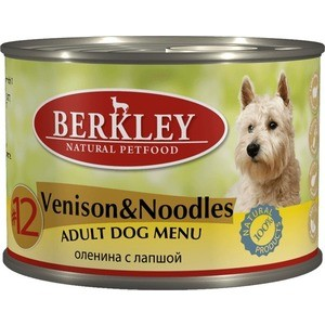 Консервы Berkley Adult Dog Menu Venison&Noodles № 12 с олениной и лапшой для взрослых собак 200г (75018)