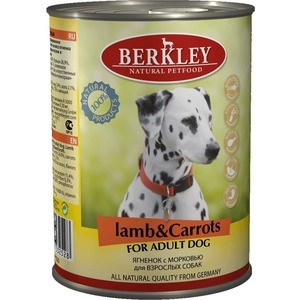 Консервы Berkley For Adult Dog Lamb&Carrots с ягненком и морковью для взрослых собак 400г (75020)