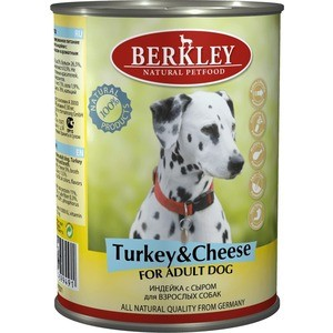 Консервы Berkley For Adult Dog Turkey&Cheese с индейкой и сыром для взрослых собак 400гр (75071)