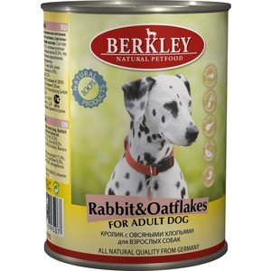 Консервы Berkley For Adult Dog Rabbit&Oatflakes с кроликом и овсяными хлопьями для взрослых собак 400г (75072)
