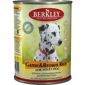 Консервы Berkley For Adult Dog Game& Rice с олениной и рисом для взрослых собак 400г (75073)