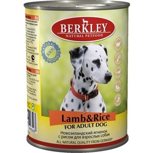 Консервы Berkley For Adult Dog Lamb&Rice с новозеландским ягненком и рисом для взрослых собак 400г (75075)