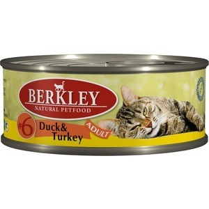 Консервы Berkley Adult Duck&Turkey 6 с уткой и индейкой для взрослых кошек