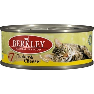 Консервы Berkley Adult Turkey&Cheese 7 с индейкой и сыром для взрослых кошек