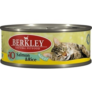 Консервы Berkley Adult Salmon&Rice 10 с лососем и рисом для взрослых кошек